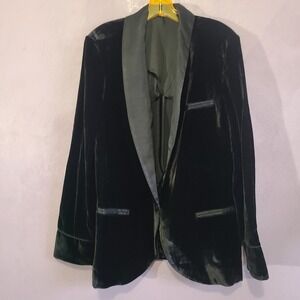 Free People Black Press Rewind Velvet Satin Lapel Tuxedo Blazer Jacket Size M
